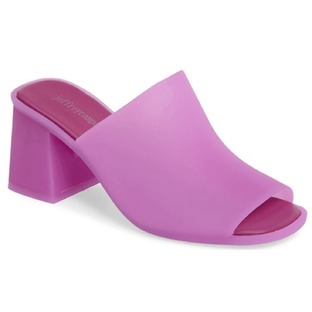 Jeffrey Campbell Petra Purple Block Heel Peep Toe 90s Jelly Slide Sandals Size 7